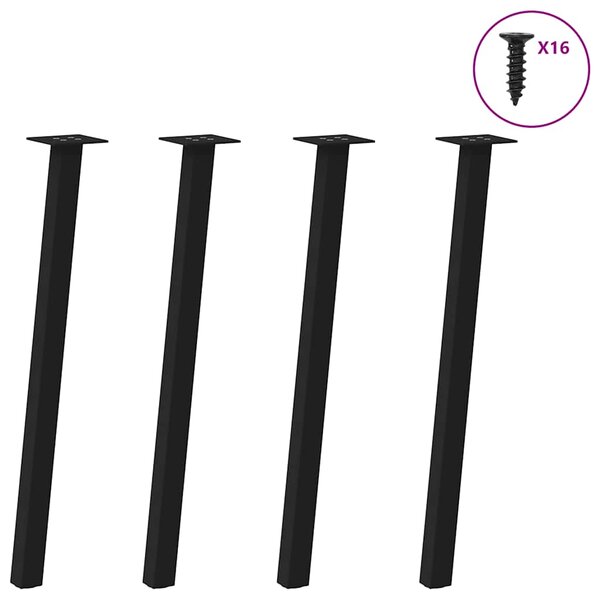 vidaXL Pieds de table console 4 pièces Noir 72 cm Acier