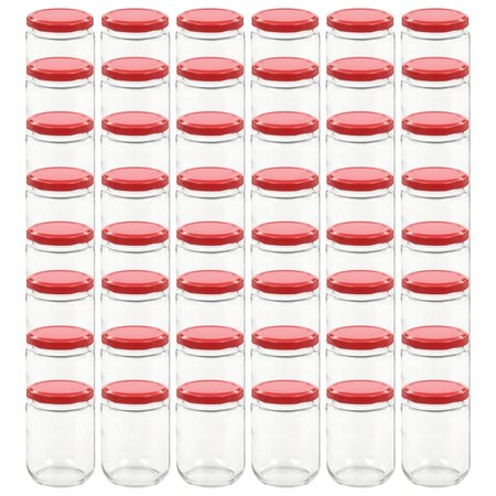 vidaXL 48 Pièces Pots à confiture avec couvercle rouge Verre 230 ml