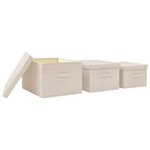 vidaXL Boîtes de rangement empilables 3 Pièces Tissu Crème