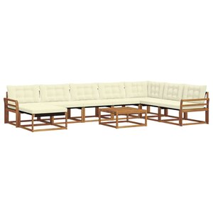 vidaXL Ensemble de canapés d'extérieur 9 Pièces Naturel et Crème