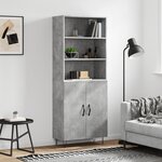 vidaXL Buffet haut Gris béton 69 5x34x180 cm Bois d'ingénierie