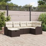 vidaXL Ensemble de canapé de jardin avec coussin 6 Pièces Marron et crème