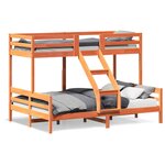 vidaXL Lit superposé 90x200/140x200 cm cire marron bois de pin massif
