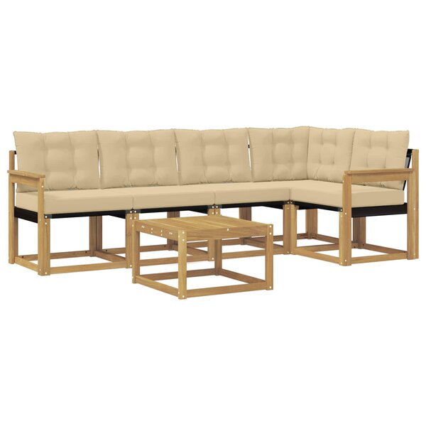 vidaXL Ensemble de canapés d'extérieur 6 Pièces Blanc et Beige