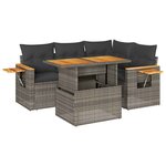 vidaXL Salon de jardin 5 Pièces avec coussins gris résine tressée acacia