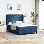 vidaXL Lit à ressorts avec matelas Bleu 140 x 190 cm tissu