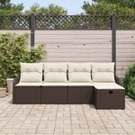vidaXL Ensemble de canapé de jardin 5 Pièces Marron et crème Poly rotin