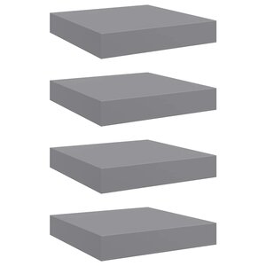 vidaXL Étagères murales flottantes 4 Pièces gris 23x23 5x3 8 cm MDF