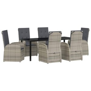 vidaXL Ensemble de salle à manger pour jardin 7 Pièces Gris polyrotin