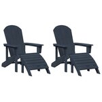 vidaXL Chaise de jardin 2 pc Bleu marine Polyéthylène