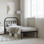 vidaXL Cadre de lit métal sans matelas avec tête de lit noir 80x200 cm