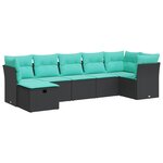 vidaXL Salon de jardin 7 Pièces avec coussins noir résine tressée