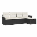 vidaXL Ensemble de canapé de jardin avec coussin 5 Pièces Noir Poly rotin