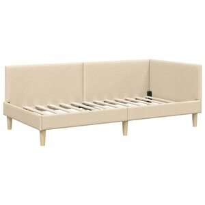 vidaXL Cadre de lit d'angle Autre avec tête de lit Crème 100 x 200 cm