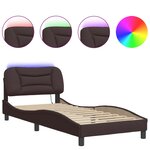vidaXL Cadre de lit avec LED sans matelas marron foncé 90x190 cm tissu
