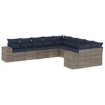 vidaXL Salon de jardin 10 Pièces avec coussins gris résine tressée