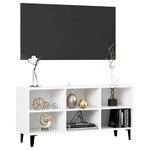 vidaXL Meuble TV avec pieds en métal Blanc 103 5x30x50 cm