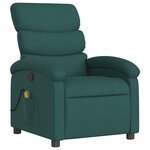 vidaXL Fauteuil inclinable de massage vert foncé tissu