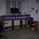 vidaXL Bureau et lumières LED chêne marron bois d'ingénierie