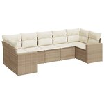 vidaXL Salon de jardin avec coussins 7 Pièces beige résine tressée