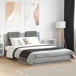 vidaXL Cadre de lit tête de lit et lumières LED sonoma gris 150x200 cm