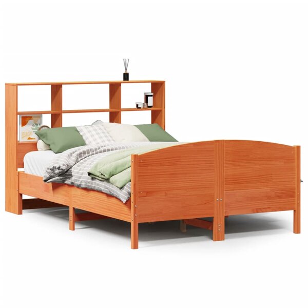 vidaXL Lit bibliothèque sans matelas cire marron 140x190 cm pin massif