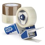 Pack dévidoir + 6 adhésifs polypropylène silencieux 35 microns raja havane 50 mm x 66 m (lot de 6)