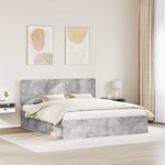 vidaXL Cadre de lit Béton 180 x 200 cm Bois de pin massif