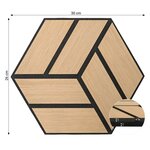 4 Panneaux muraux 30x26 hexagone naturel bois