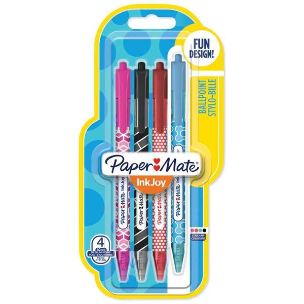 Blister de 4 stylo à bille inkjoy wrap 100 rt pointe moyenne paper mate