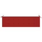 vidaXL Banc de jardin avec coussin rouge 175 cm Bois de teck massif