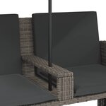 vidaXL Canapé de jardin 2 places avec parasol et tabourets gris rotin