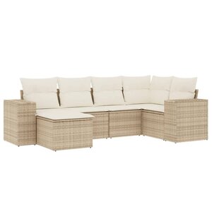 vidaXL Salon de jardin avec coussins 6 Pièces beige résine tressée