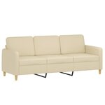 vidaXL Canapé à 3 places avec repose-pieds Crème 180 cm Tissu