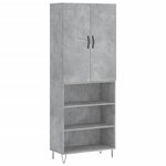 vidaXL Buffet haut Gris béton 69 5x34x180 cm Bois d'ingénierie