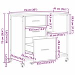 vidaXL Cabinet de Bureau avec roue Chêne sonoma 76 x 41 x 72 cm