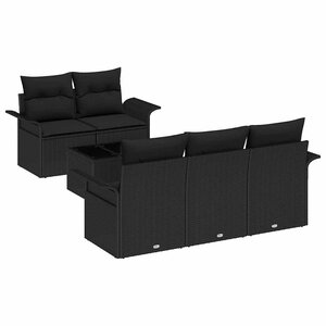 vidaXL Ensemble de canapé de jardin 6 Pièces Noir Poly rotin