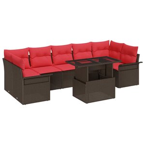 vidaXL Ensemble de canapé de jardin 8 Pièces Marron polyrotin