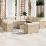 vidaXL Salon de jardin avec coussins 14 Pièces beige résine tressée