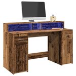 vidaXL Bureau avec lumières LED vieux bois bois d'ingénierie