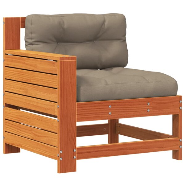 vidaXL Canapé de jardin accoudoir coussins cire marron bois pin massif
