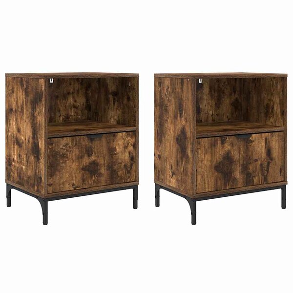vidaXL Tables de chevet avec tiroir 2 Pièces Chêne fumé 49 x 36 x 61 cm