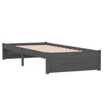 vidaXL Cadre de lit sans matelas gris bois massif 75x190 cm