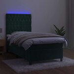 vidaXL Sommier à lattes de lit matelas et LED Vert foncé 100x200 cm