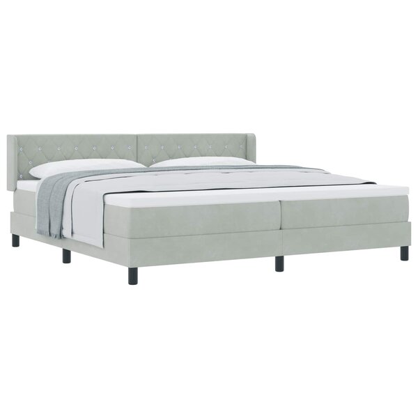 vidaXL Lit à ressorts avec matelas Gris clair 200 x 200 cm Polyester