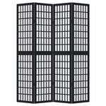 vidaXL Cloison de séparation 4 panneaux noir bois de paulownia massif