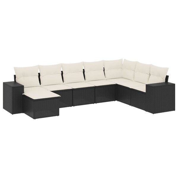 vidaXL Salon de jardin 8 Pièces avec coussins noir résine tressée