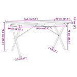 vidaXL Table à manger cadre en X 160x80x75 5 cm bois pin massif acier