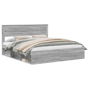 vidaXL Cadre de lit Gris Sonoma 200 x 200 cm Bois de pin massif