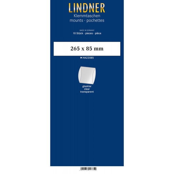 Bandes double soudure 265 x 85 mm pour carnets de timbres. Fond - Transparent
